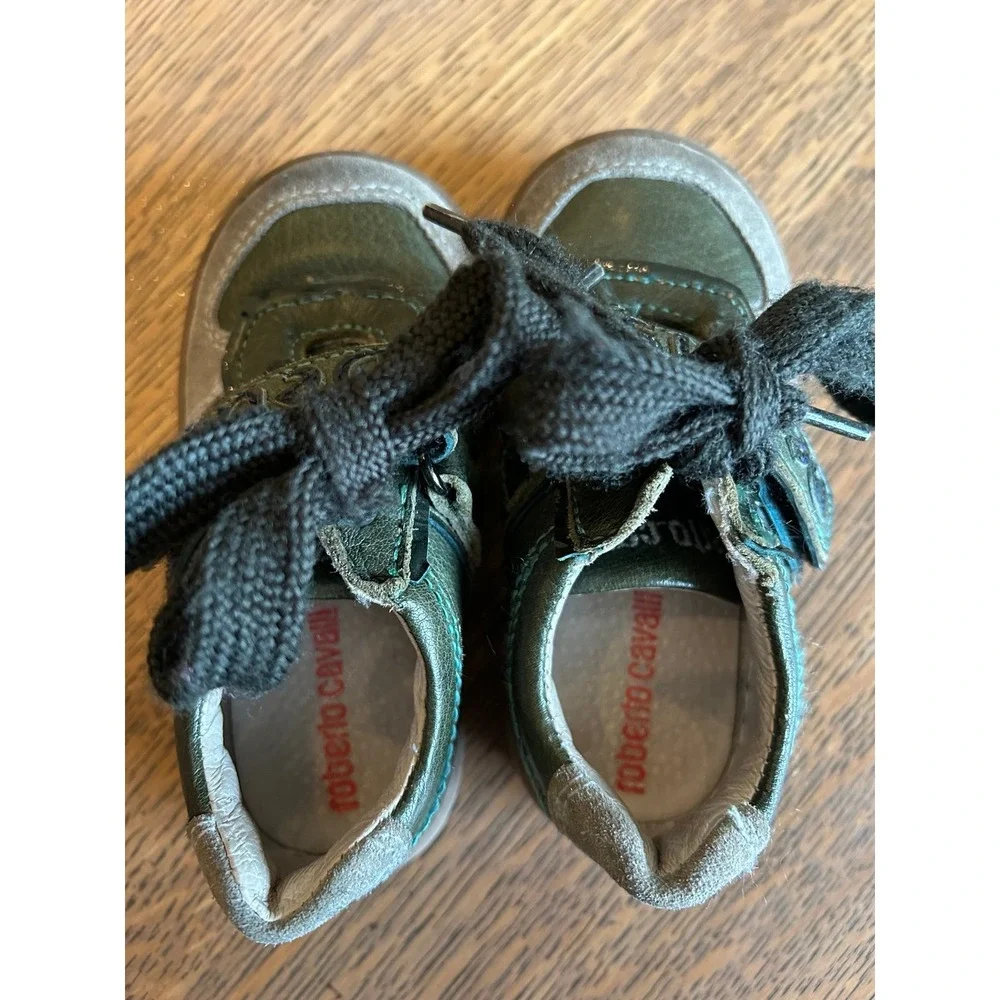 Roberto Cavalli Devil's Toddler Shoes – Leather – Green‎ & Gray – EU 22 / US 6